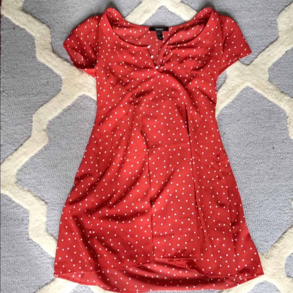 Red and White Polka Dot Scoop Dress